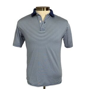 Brooks Brothers Navy and White Striped Polo Fleece Performance Boys Large